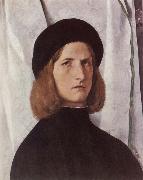 Lorenzo Lotto Portrat of a young man before a woman curtain France oil painting artist